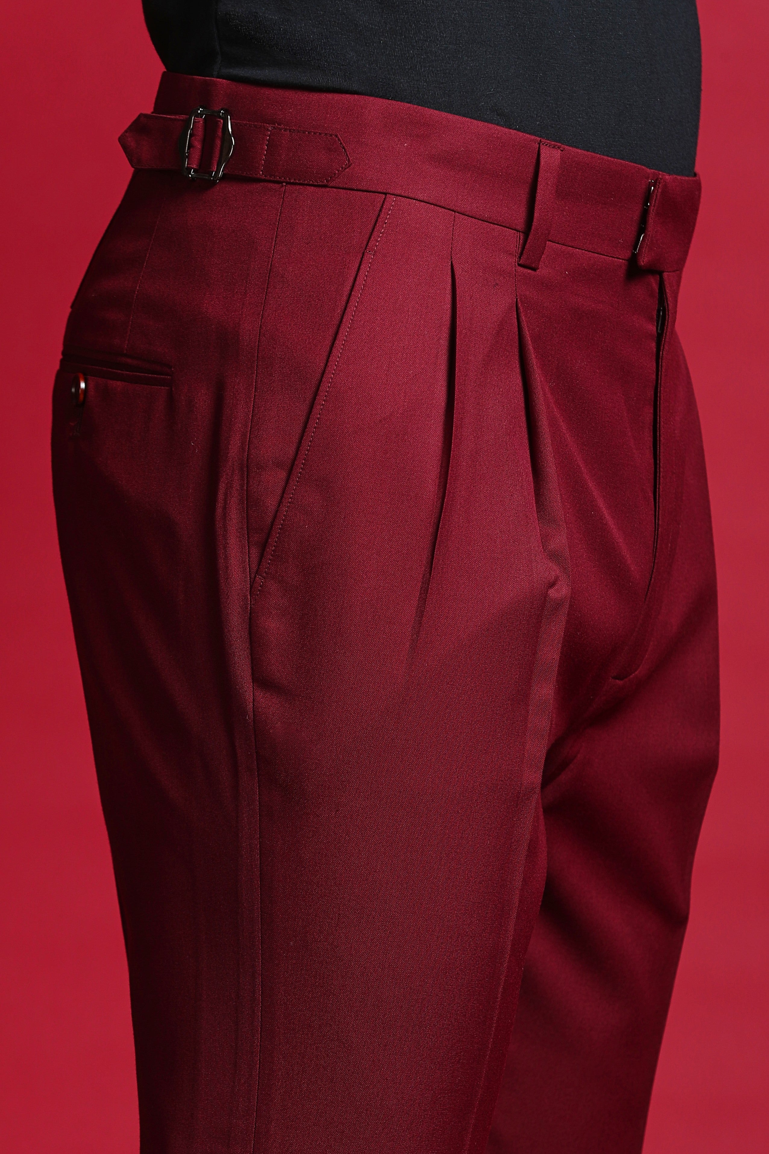 Maroon Double Pleated Formal Pants Maroon Double Pleated Formal Pants