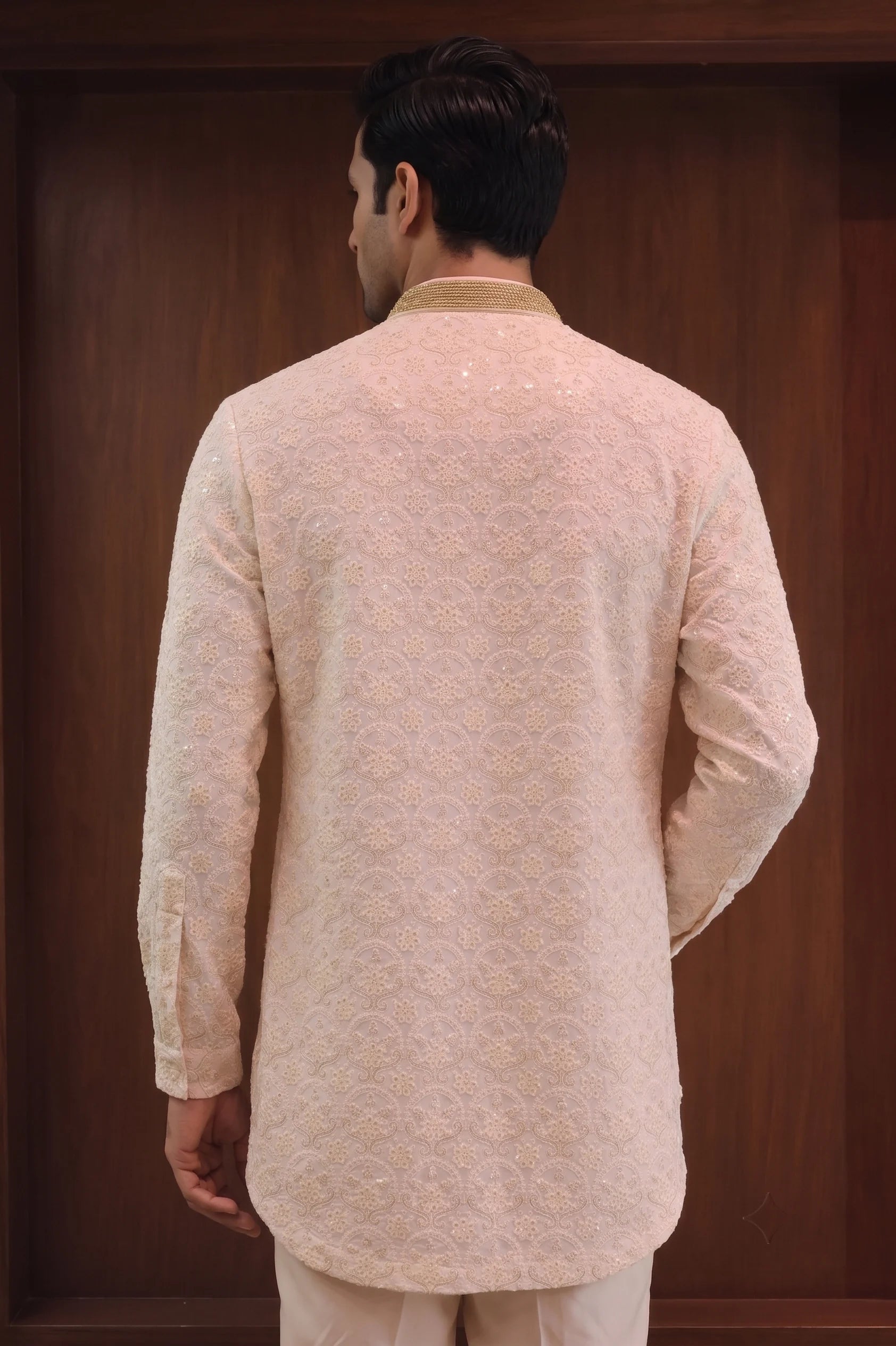 Regal Chikankari Embroidered Kurta – embroidery detail | Char Chaand